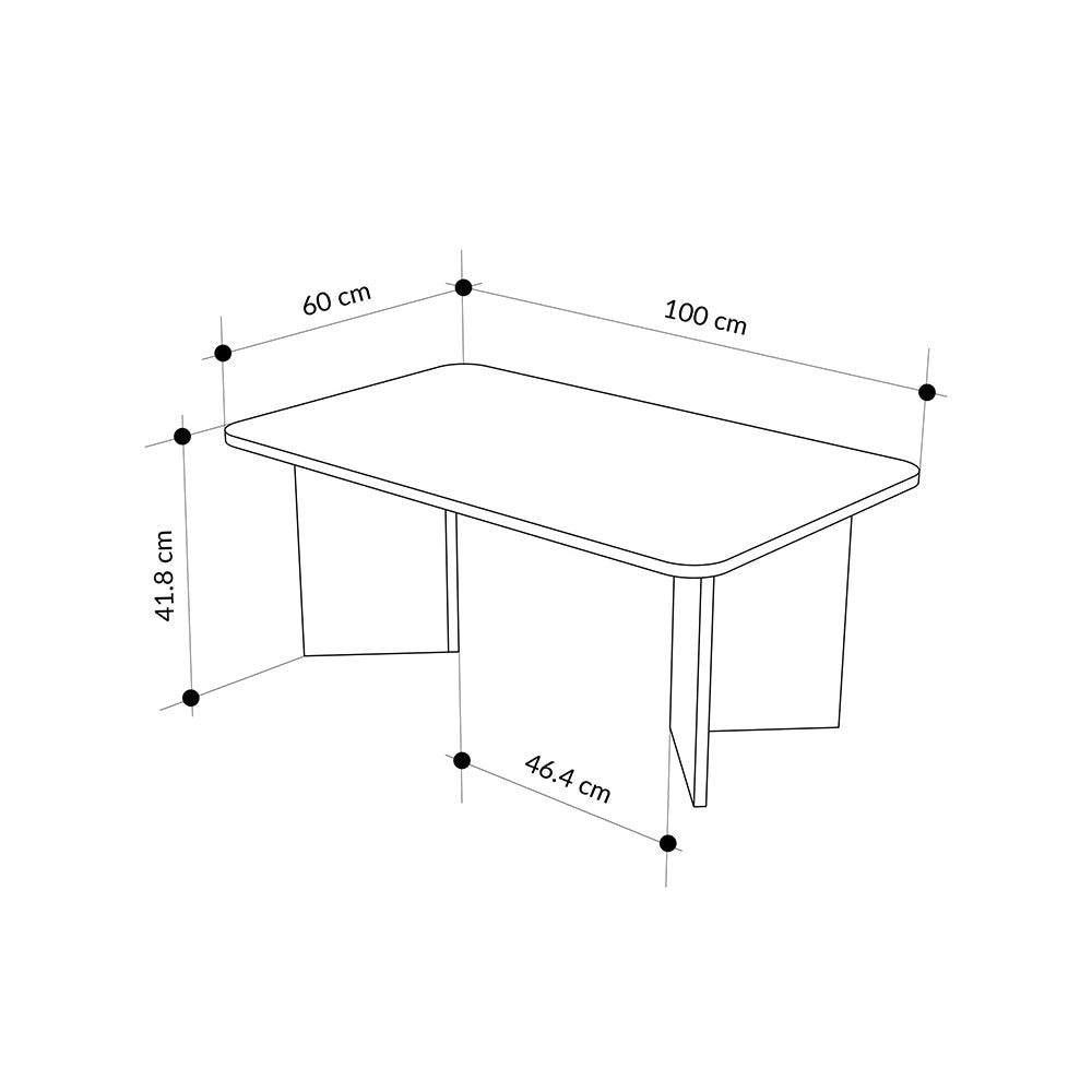 Tavolino da salotto 100x60 cm colore noce con bordi arrotondati Sam
