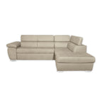 Ecksofa mit Ottomane rechts Stofffarbe Cappuccino - Fiona