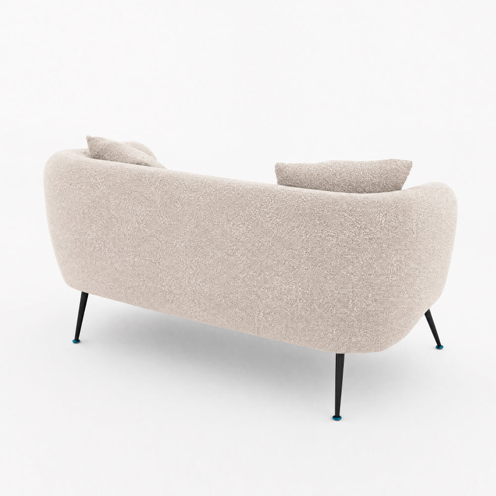 Divano 2 posti in tessuto grigio mouse con piedi neri 141x70x74H Nuvia