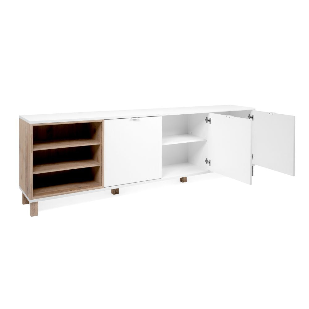 Madia 3 ante porta TV 200x35x64,5 colore bianco rovere Menorca57A