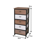 Kommode 40x90h aus Holz mit 5 Schubladen in Schwarz und Weiß - Industry