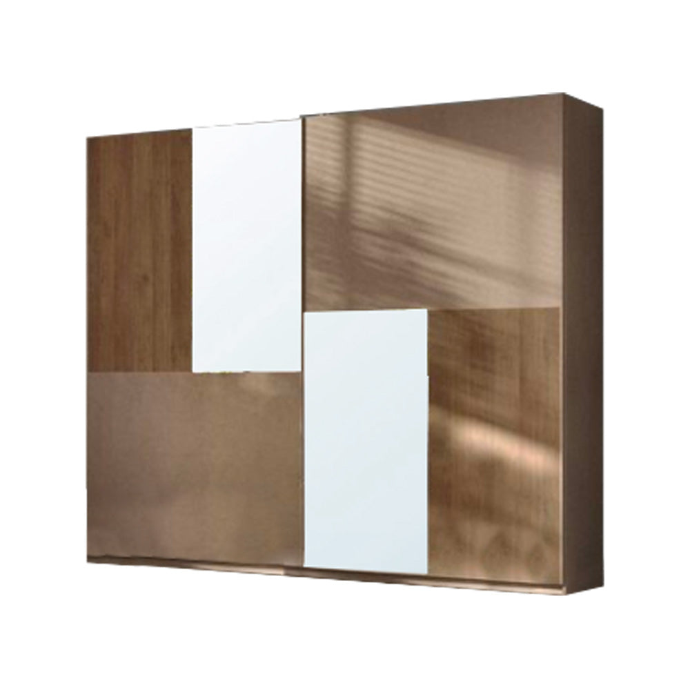 Armadio 275 cm con 2 ante scorrevoli colore bronzo mercure con specchi - Quinn