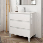 Mobile bagno con 3 cassetti colore bianco 80x45x84H cm - Konni