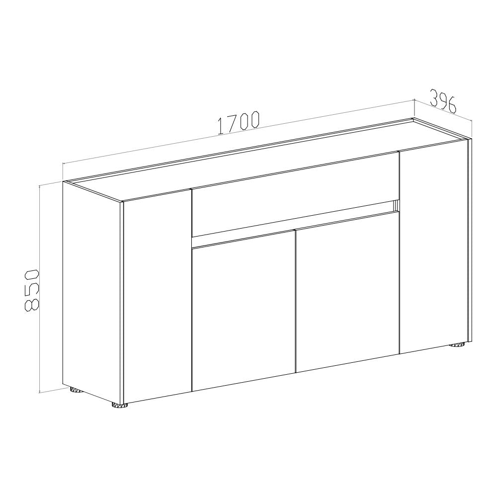 Madia con 4 ante e 1 cassetto colore noce e bianco spatolato 170x85H cm - Solke
