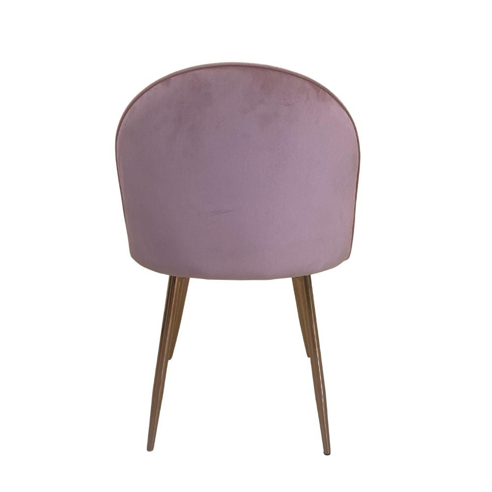 Lot de 4 chaises Despina en tissu rose et pieds en métal or rose