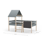 Letto singolo rialzato a forma di casetta in legno massiccio colore verde cachi e pino - Minty