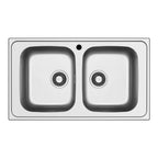 Lavello da incasso in acciaio inox con doppia vasca 86x50 Tirreno862