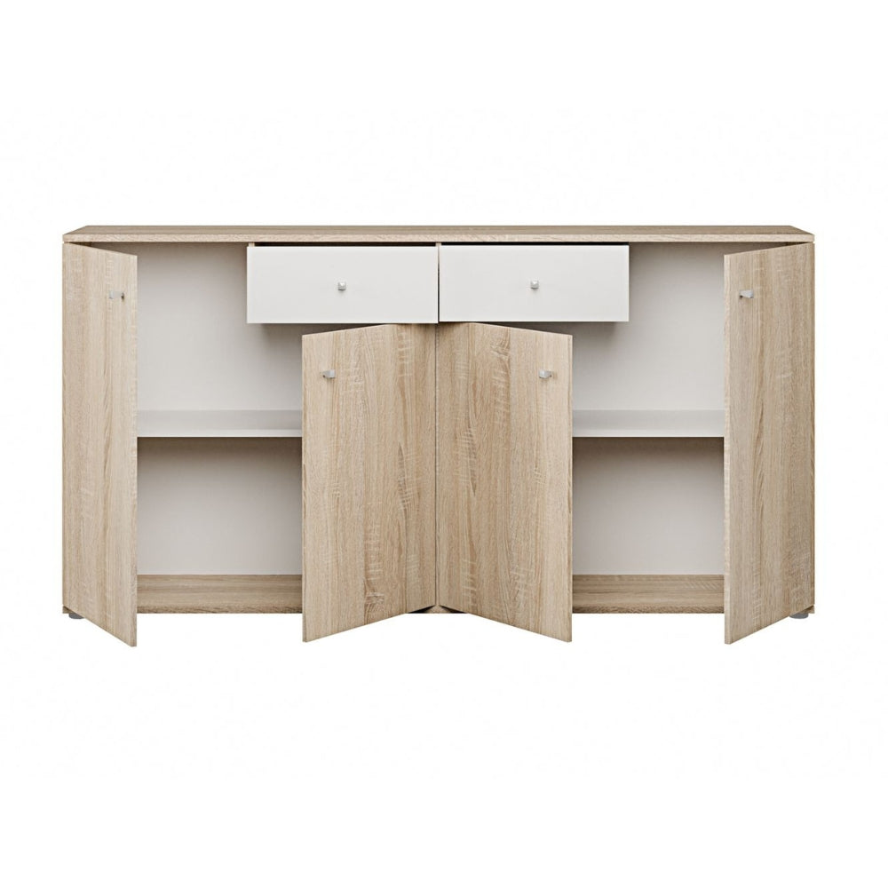 Madia 4 ante e 2 cassetti in rovere e bianco 159 cm Nilo