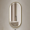 Specchio smart ovale anti-appannamento YJ-2004ORO 90x60 con cornice oro in acciaio inox satinato