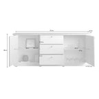 Buffet 2 portes et 3 tiroirs coloris blanc meringue et chêne Cadix 211x44x88H Winchester
