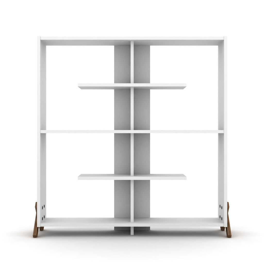 Libreria 113x117h cm colore bianca con piedini a croce - Kipp