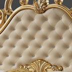 Letto matrimoniale contenitore ecopelle color crema e testiera trapuntata con pietre cristallo - Alexis