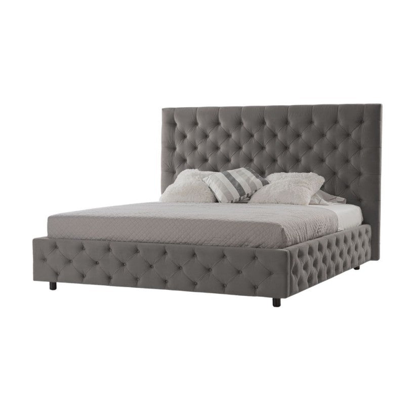 Letto matrimoniale con contenitore e testiera colore grigio - Sondrio