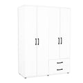 Armoire 120x170h cm avec 4 portes et 2 tiroirs couleur blanc - GRD4422023
