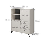 Credenza con ante cassetti e vano a giorno colore verde 123,6x135H cm - Aldix