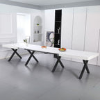 Tavolo allungabile con piano colore bianco opaco e gambe metallo nero 200x100x74H cm - Evaste