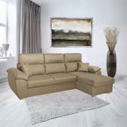 Sofa mit Stauraum-Recamiere Cappuccino ComoII Stoff giulia9703