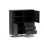 Credenza con ante cassetti e vano a giorno colore antracite 123,6x135H cm - Aldix