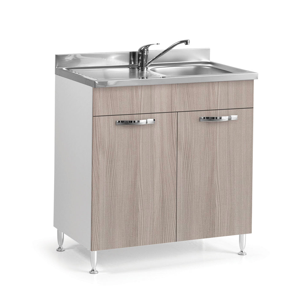 Mobile sottolavello con 2 ante e lavello incluso colore olmo 80 cm