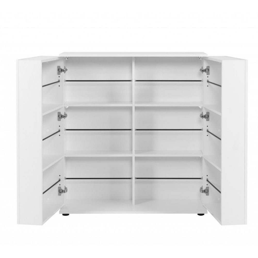 Meuble à chaussures 100x110h cm avec 2 portes et 8 étagères coloris blanc - Satos02A