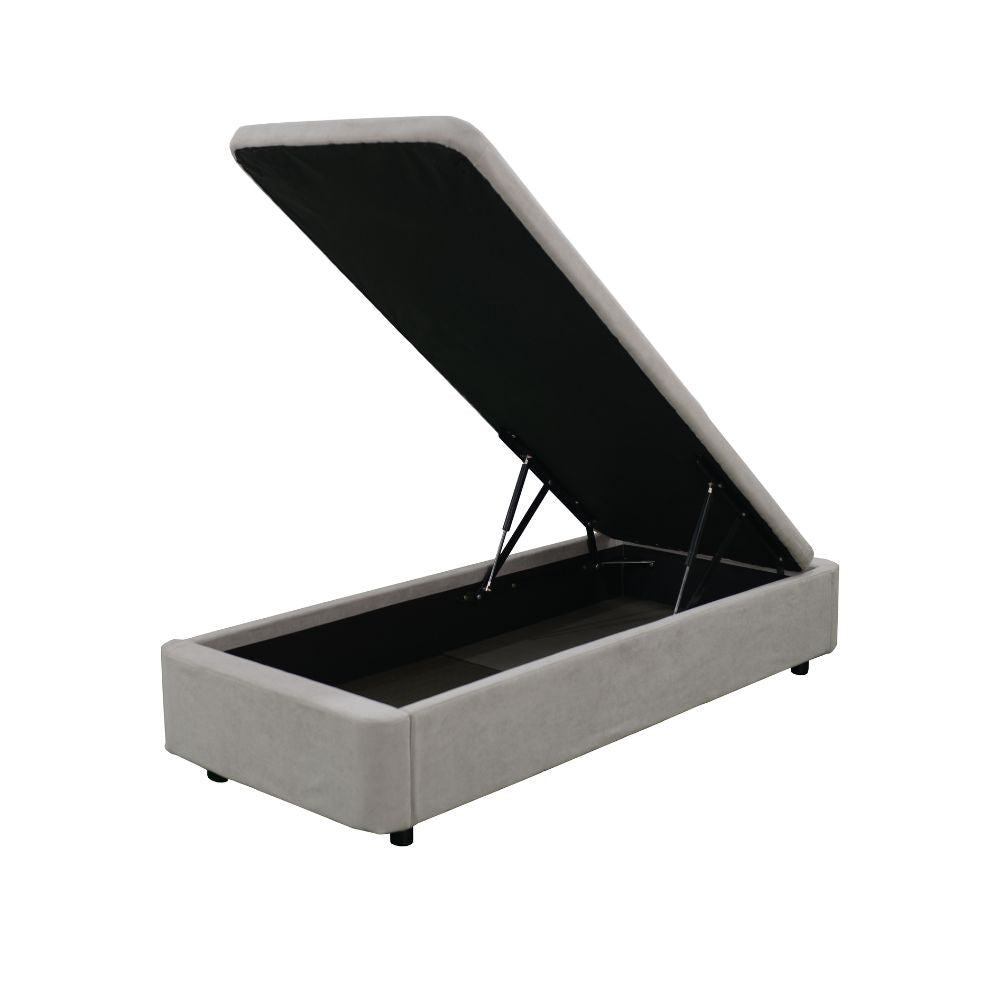 Letto singolo con contenitore in tessuto grigio 82x192x39H Sommier