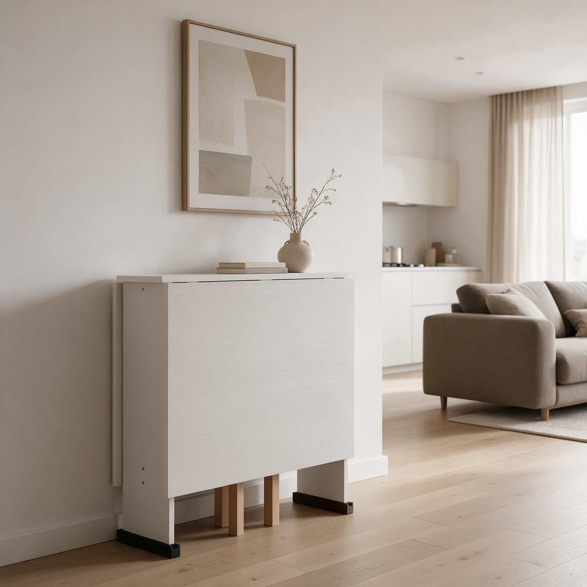 Platzsparender Klapptisch Esche weiß 24x90x78H cm - Vairo