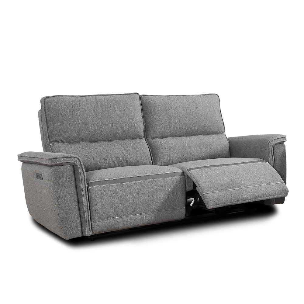 Divano recliner elettrico 3 posti tessuto grigio 205 cm Velveta