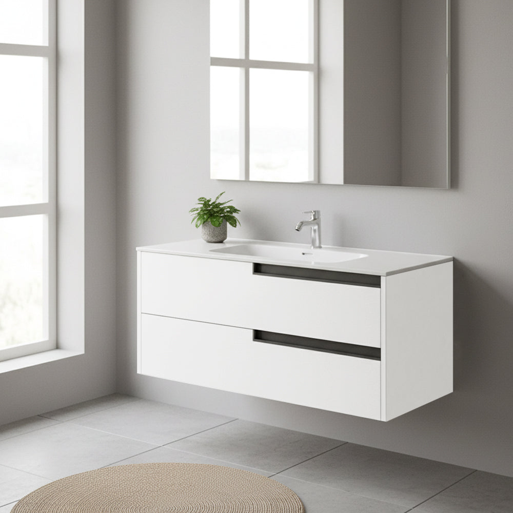 Mobile bagno sospeso 100 cm con cassetti colore bianco opaco - Former