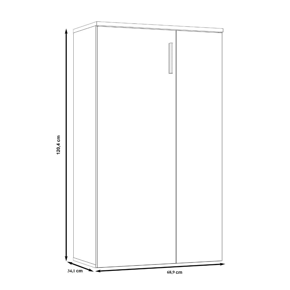 Mobile multiuso scarpiera 2 ante con 5 ripiani colore bianco e cemento 69x34x120H Lucio