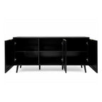 Madia 150 cm con 3 ante colore nera con frontali effetto vimini - Vienna51A
