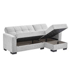 Divano letto con penisola reversibile e doppio contenitore tessuto grigio chiaro - Fermina Lounge