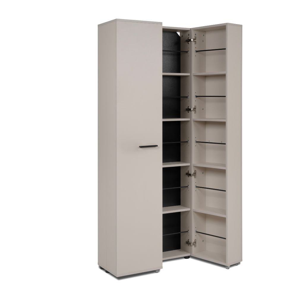 Meuble à chaussures 2 portes avec compartiments coloris cachemire 74x181H cm - Magika