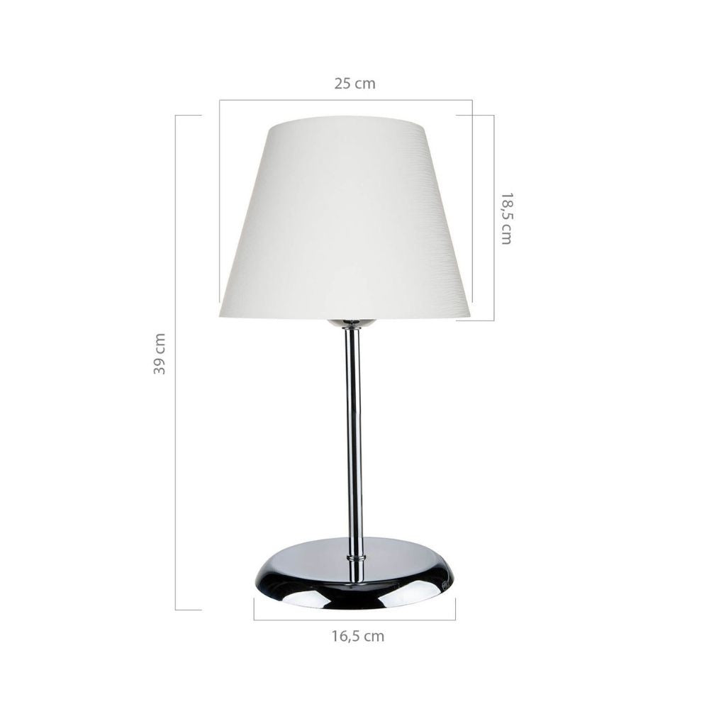 Lampada da tavolo in metallo e paralume tessuto Elva