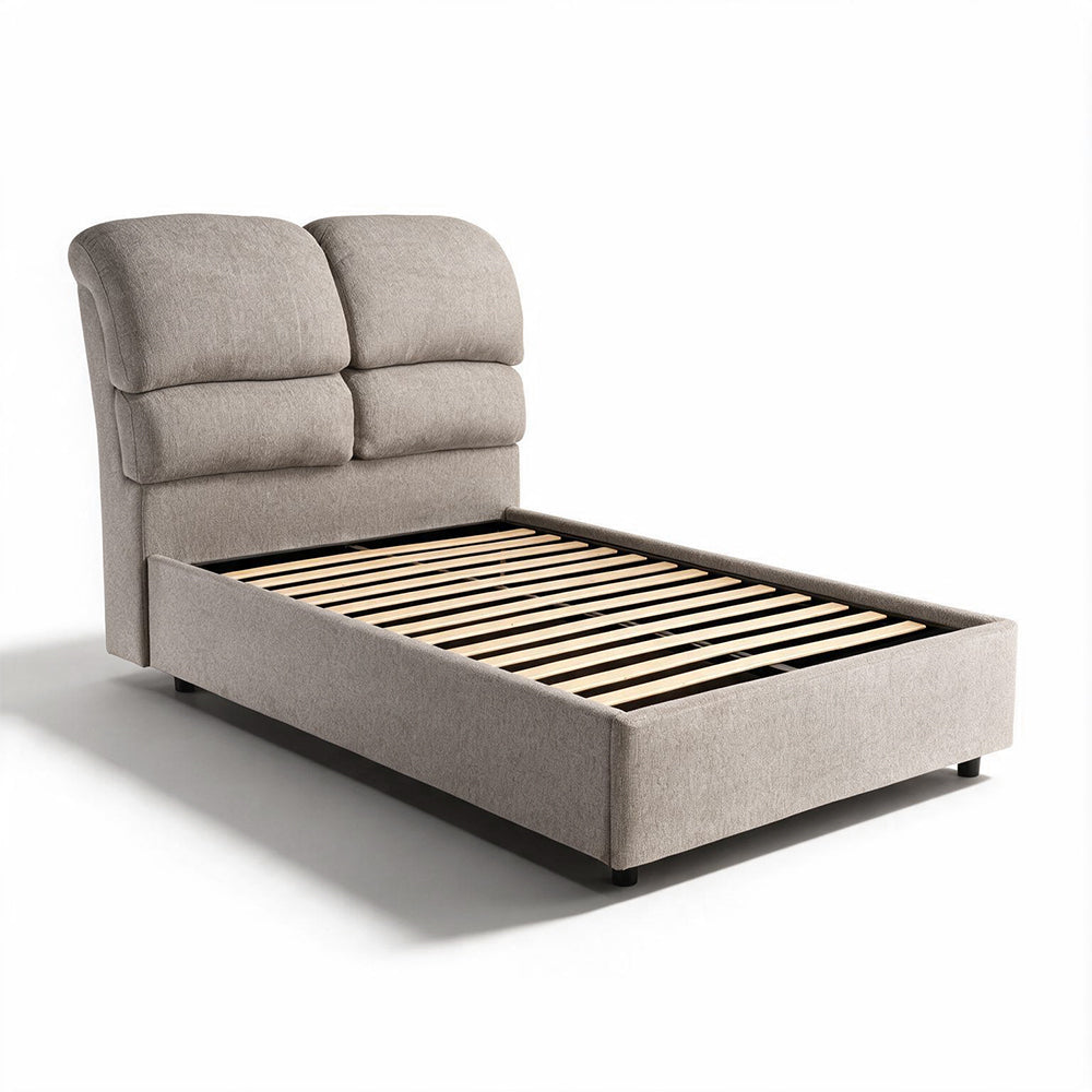 Letto una piazza e mezza contenitore in tessuto Aragon tortora 120x190 Sofaback