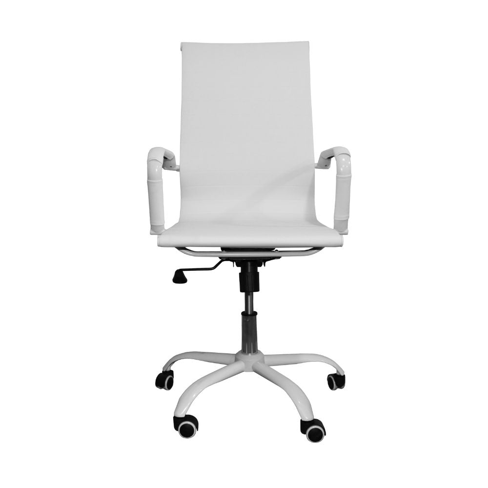 Poltrona ufficio con schienale ergonomico e ruote colore bianco H105 Nuvia