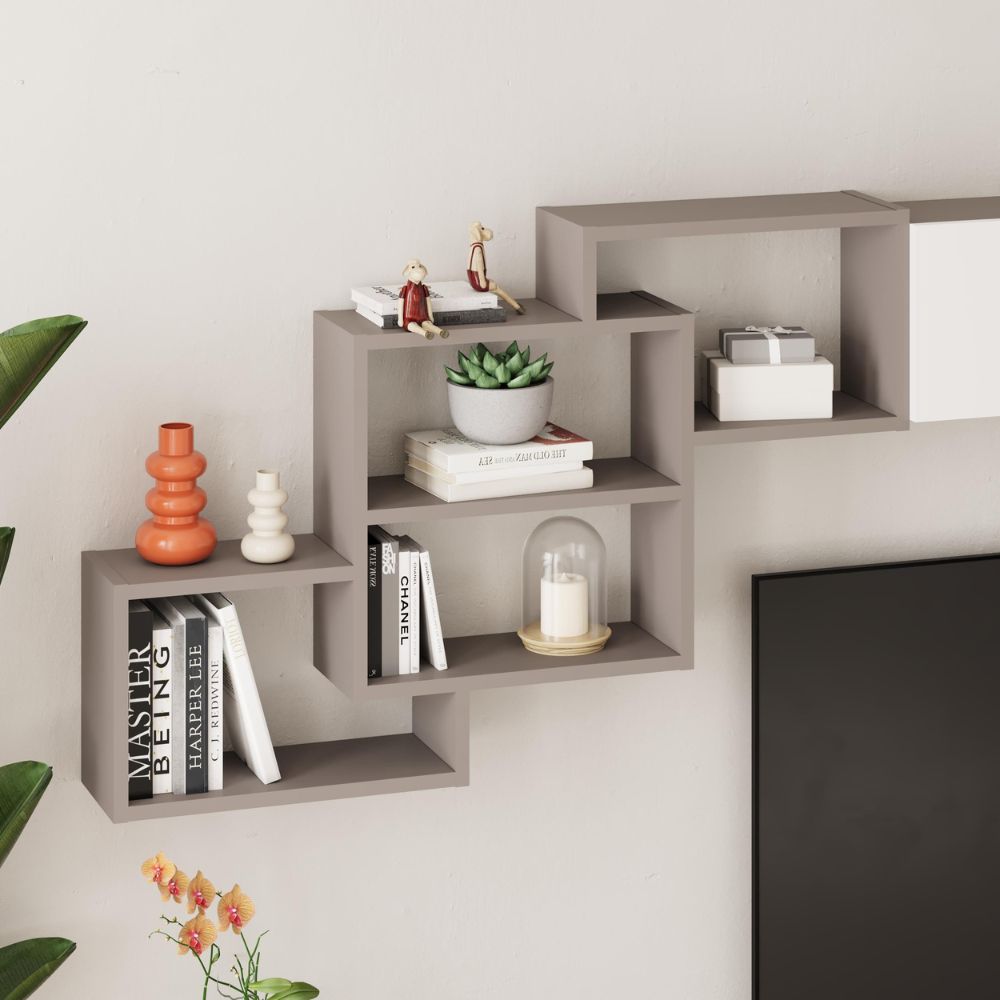 Parete attrezzata colore bianco e tortora 210x35x39H Free