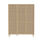 Armadio 3 ante frontali effetto rattan intrecciato colore rovere 165x52x208H Livia