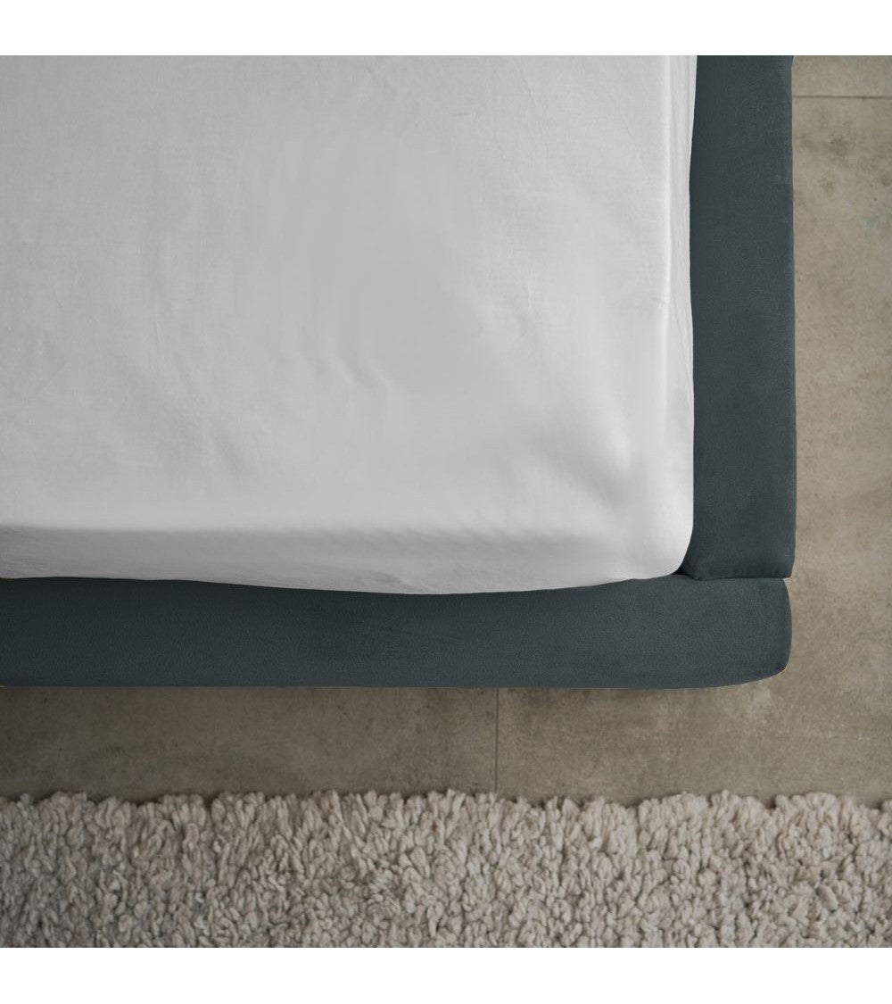Letto matrimoniale con contenitore in tessuto vogue colore blu pacific - Stefy