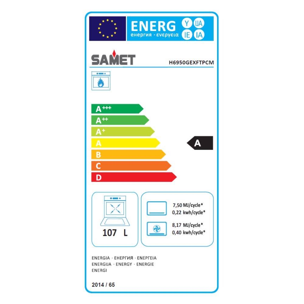 Gasherd Stromboli 90x60 cm mit Elektrobackofen und -grill schwarz Energieeffizienzklasse A Samet