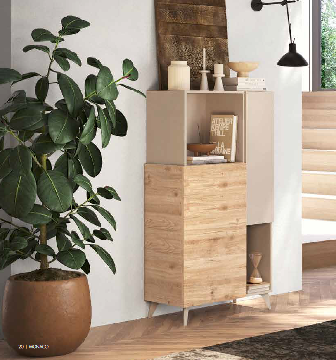 Meuble haut de rangement coloris cachemire et Cadix 81x154H cm - Marion