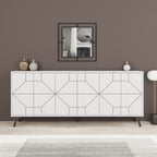 Kommode mit Türen und geometrischem Design 184 cm Farbe Weiß - Dune