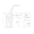 Bureau avec 3 tiroirs et une porte 138x60x75 couleur chêne Domitilla
