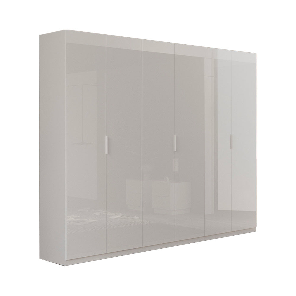 Kleiderschrank 275 cm mit 6 Drehtüren hochglänzend weiß - Pavese