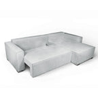 Divano angolare grigio scuro con letto Easy Open, contenitore e penisola reversibile Emily