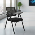Sedia ufficio con tavolino ribaltabile schienale in rete nero e gambe nere Loreto