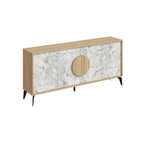 Madia 4 ante colore bianco effetto marmo carrara e rovere 180x35,6x82 Gora180