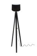 Lampadaire trépied noir avec abat-jour en tissu noir - DECONE3566