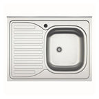 Lavello cucina da appoggio una vasca con gocciolatoio sinistro 80x60 cm - Samet SA30SX