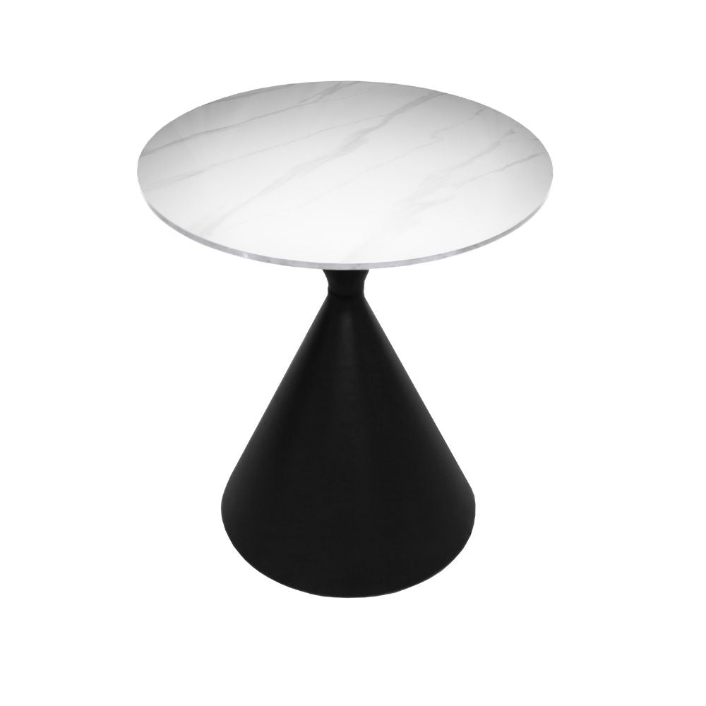 Set 2 tavolini da salotto con piano effetto marmo bianco e gambe in metallo nero Punto