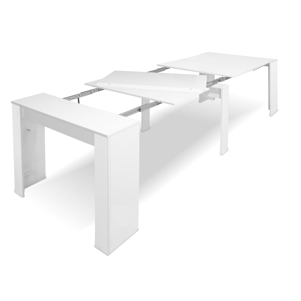 Console laquée blanche 90x50 cm extensible jusqu'à 3 mètres - Ofelia